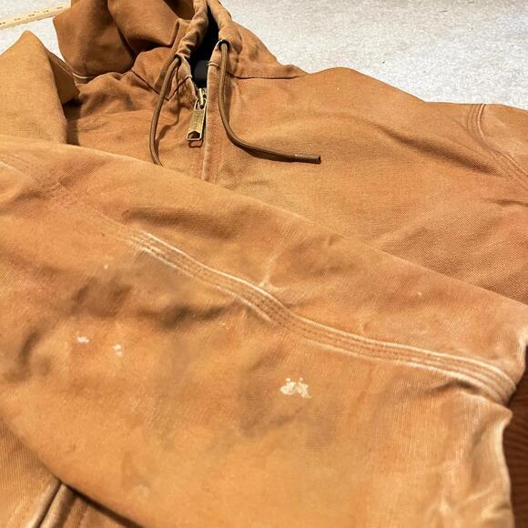 Carhartt J140 Tan Duck Hooded Jacket Mens Size M Workwear Streetwear Skatestyle - Picture 5 of 12